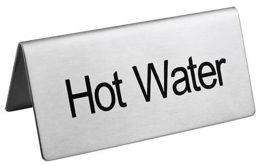 Stainless Steel ᆬHot Waterミ Beverage Tent Sign 1 Stainless Steel ᆬHot Waterミ Beverage Tent Sign